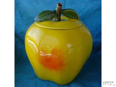 YELLOW APPLE COOKIE JAR retro CA CRAFTSMAN 